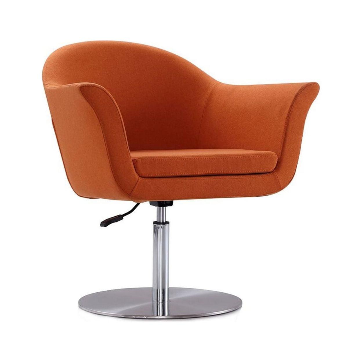 Mid-Century Modern Voyager Swivel Accent Chair in Orange and Metal