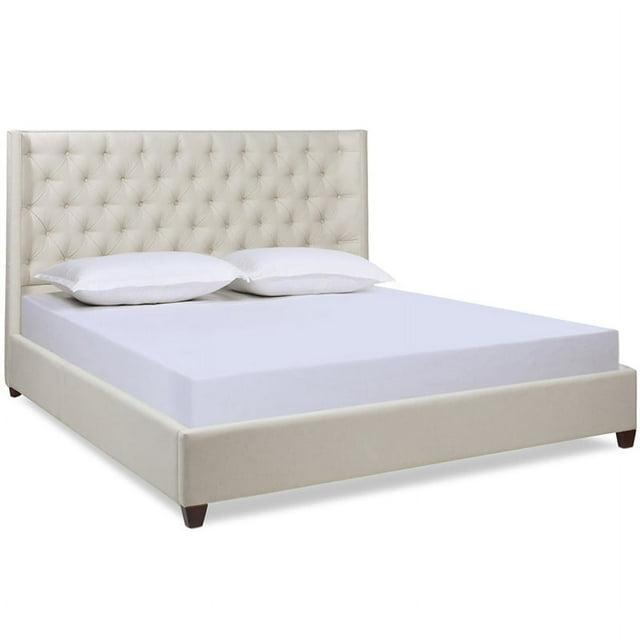Manhattan Shelter King Platform Bed Frame Light Beige
