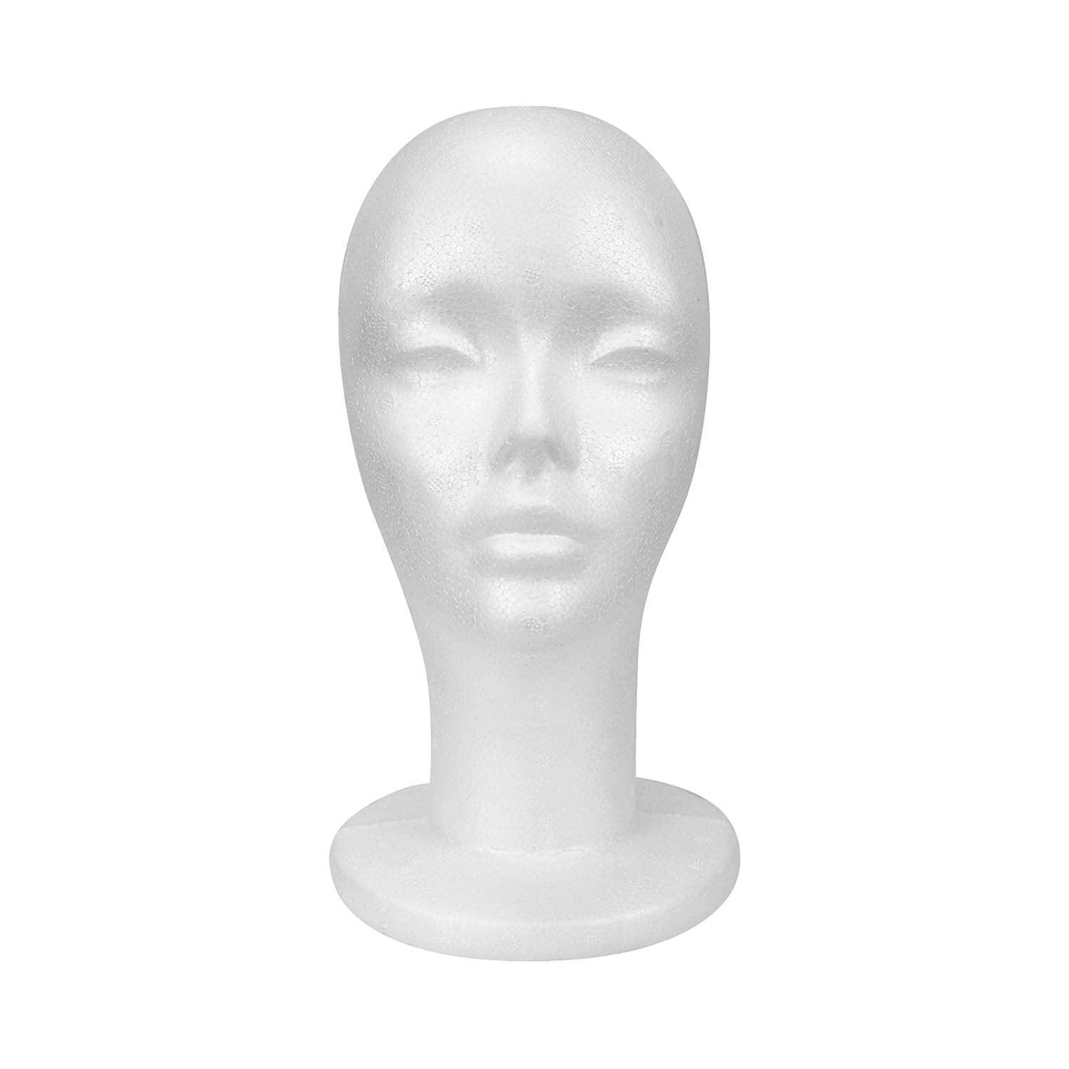 White Styrofoam Mannequin Head Wig Display Stand