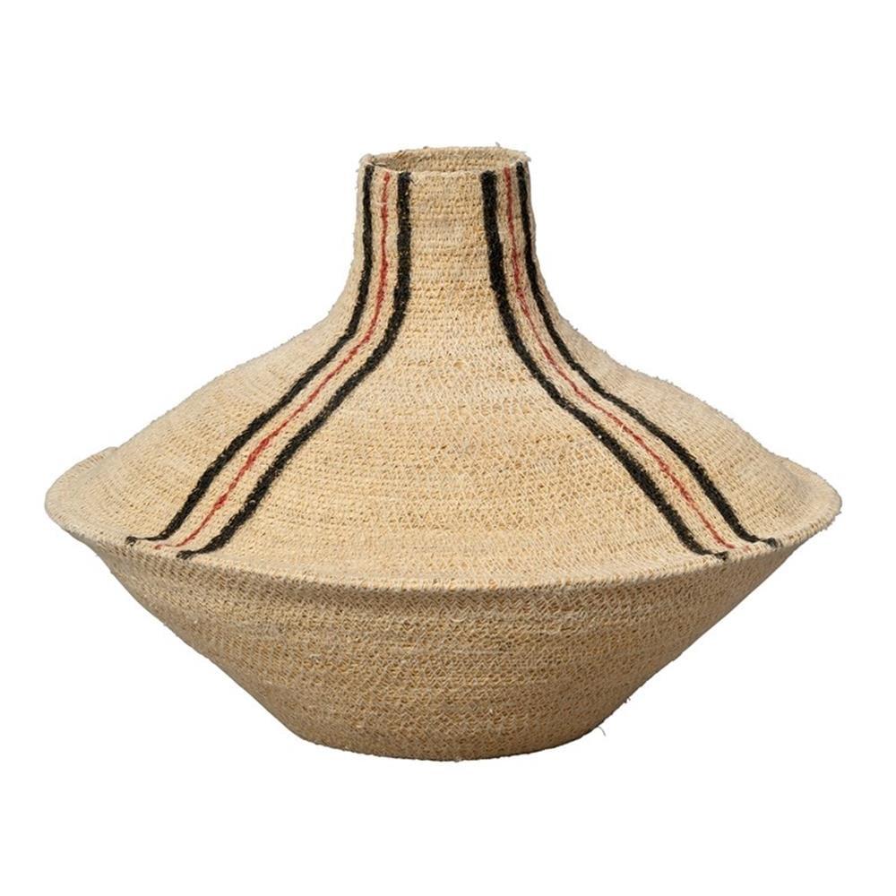 Handwoven Natural Seagrass Decorative Basket with Stripes