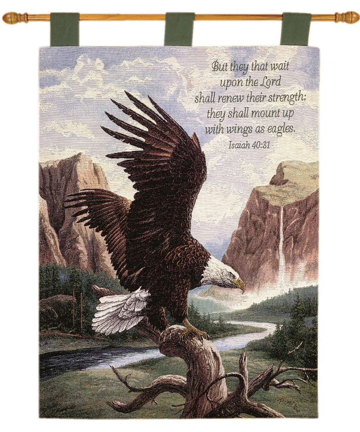 Charlotte Home Furnishings Freedom With Verse Fine Art Tapestry, Brown