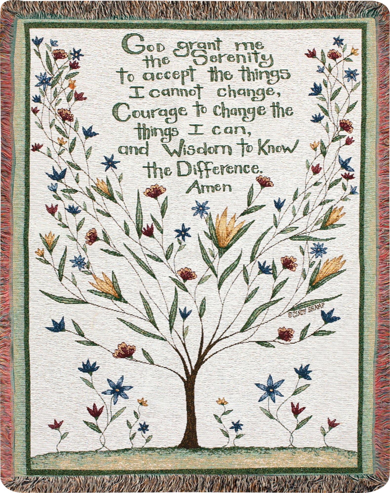 Manual Woodworkers and Weavers  Serenity Prayer Tapestry Throw Blanket Fashionable Jacquard Woven 50 X 60 in.