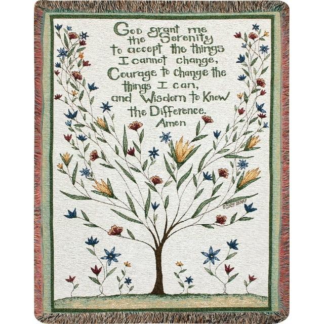 Manual Woodworkers and Weavers  Serenity Prayer Tapestry Throw Blanket Fashionable Jacquard Woven 50 X 60 in.