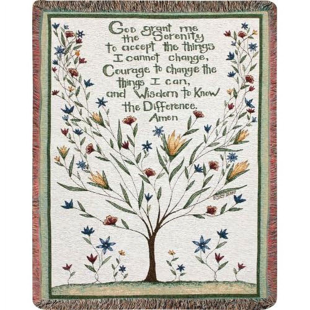 Serenity Prayer Multicolored Cotton Jacquard Tapestry Throw Blanket 50" x 60"