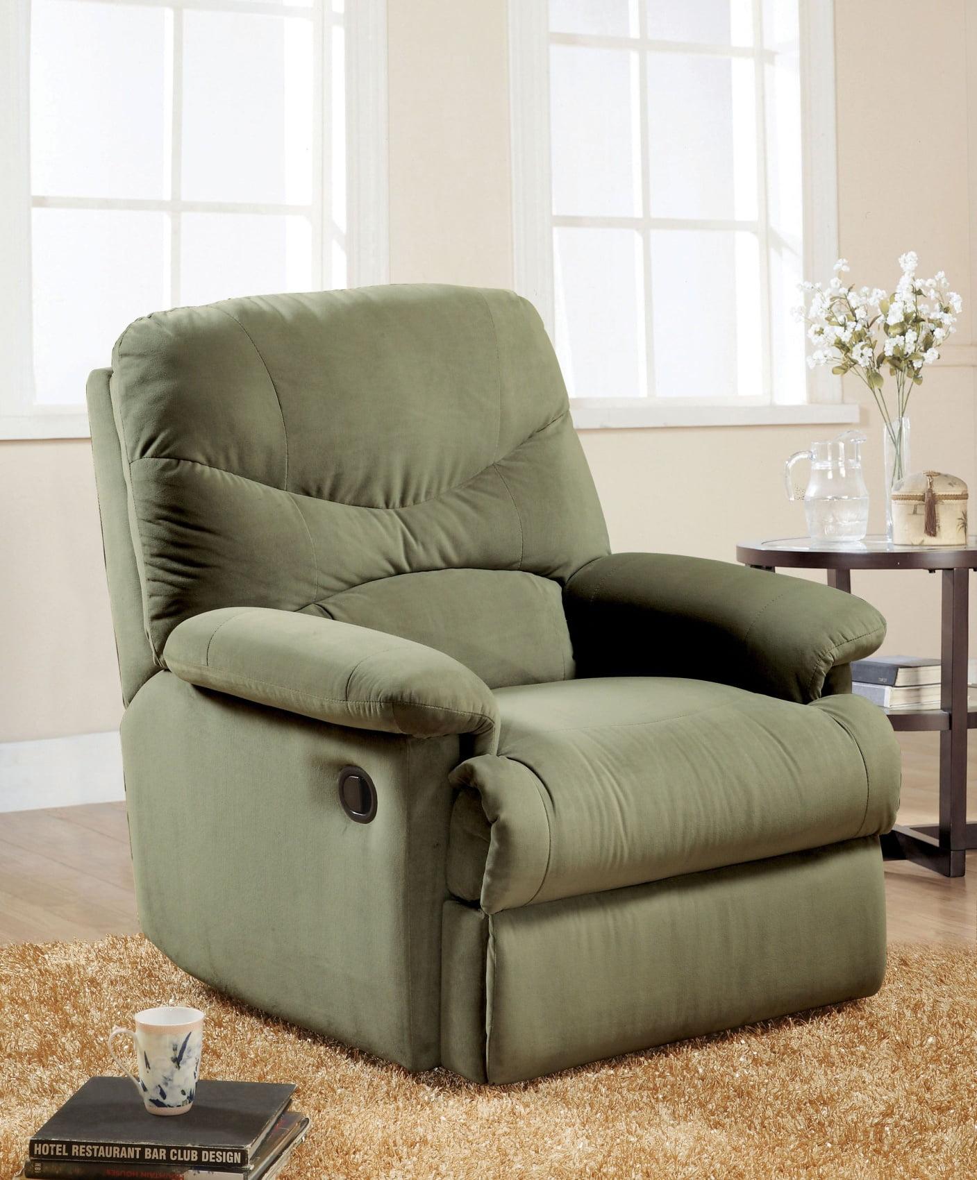 Sage Microfiber Recliner with Massage and Wood Frame
