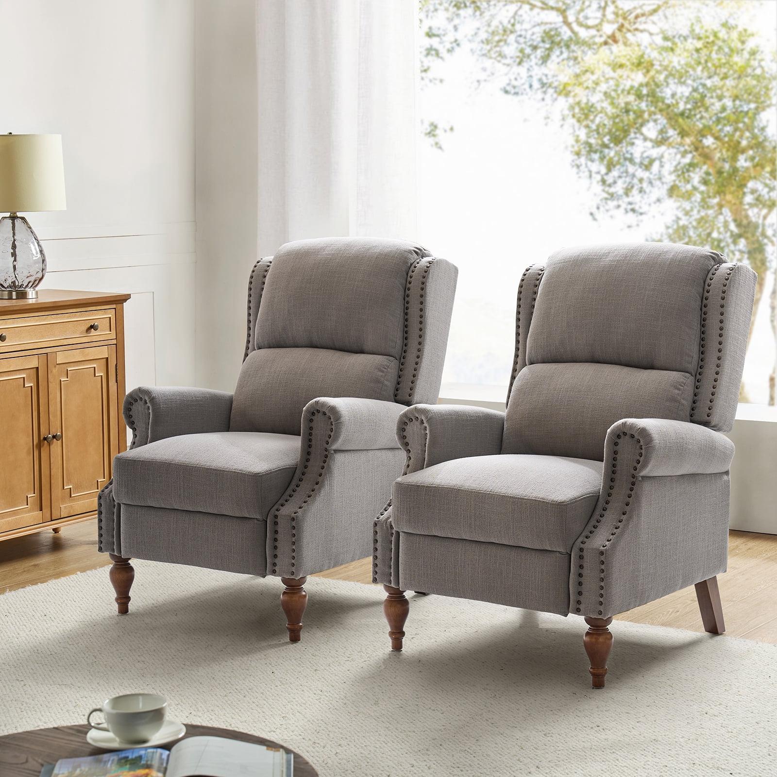 Pharris Upholstered Manual Recliners with Nailheads