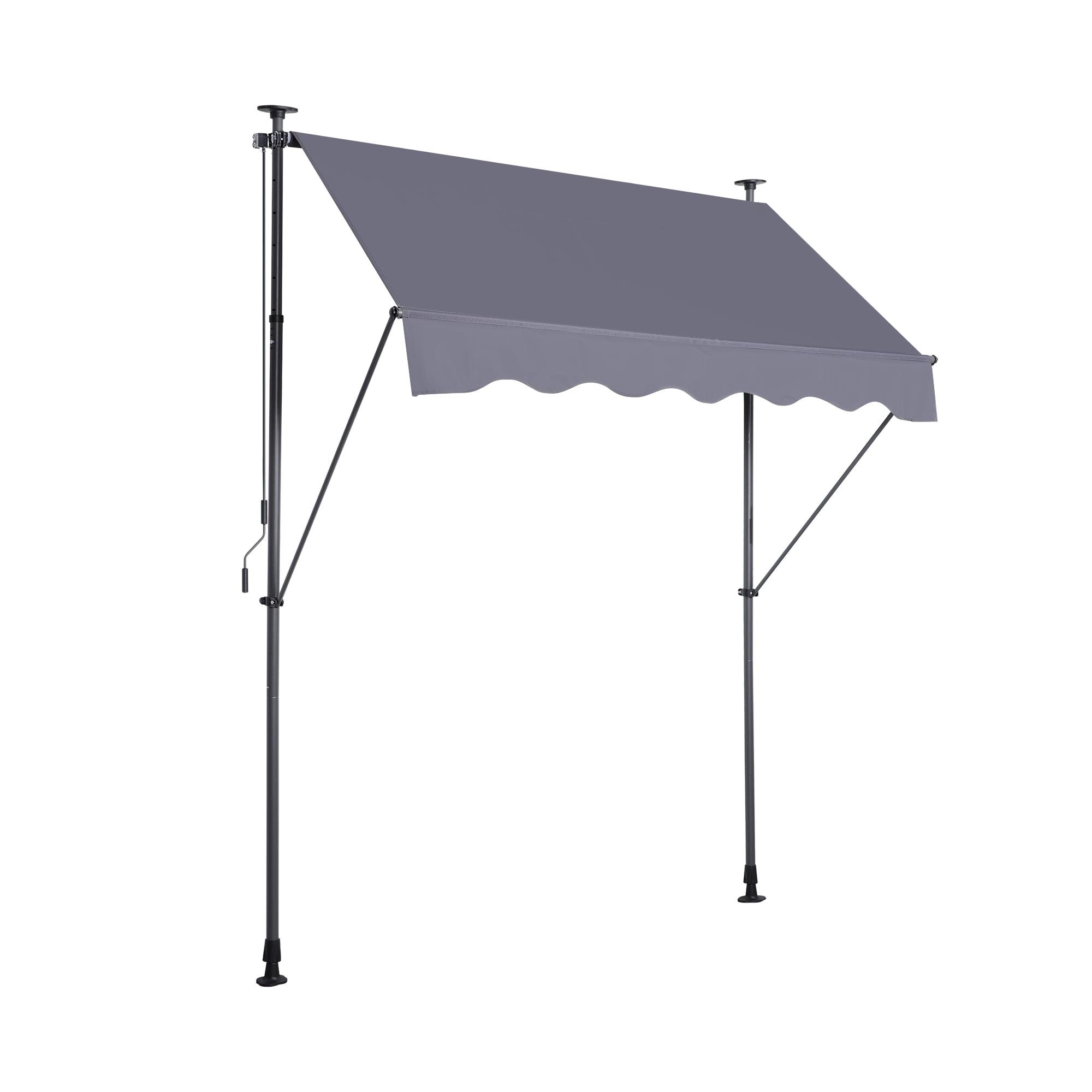 Retractable Awning-78'' Outdoor Sun Shade Cover with UV Protection, 100% Polyester, Adjustable Patio Canopy for Backyard - Gray