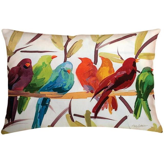Manual Weavers 24" Outdoor Deck and Patio Flocked Together Bird Rectangular Throw Pillow
