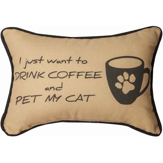 Manual Woodworkers & Weavers  12.5 x 8.5 in. I Just Wanted to Drink Coffee & Pet My Cat Pillow