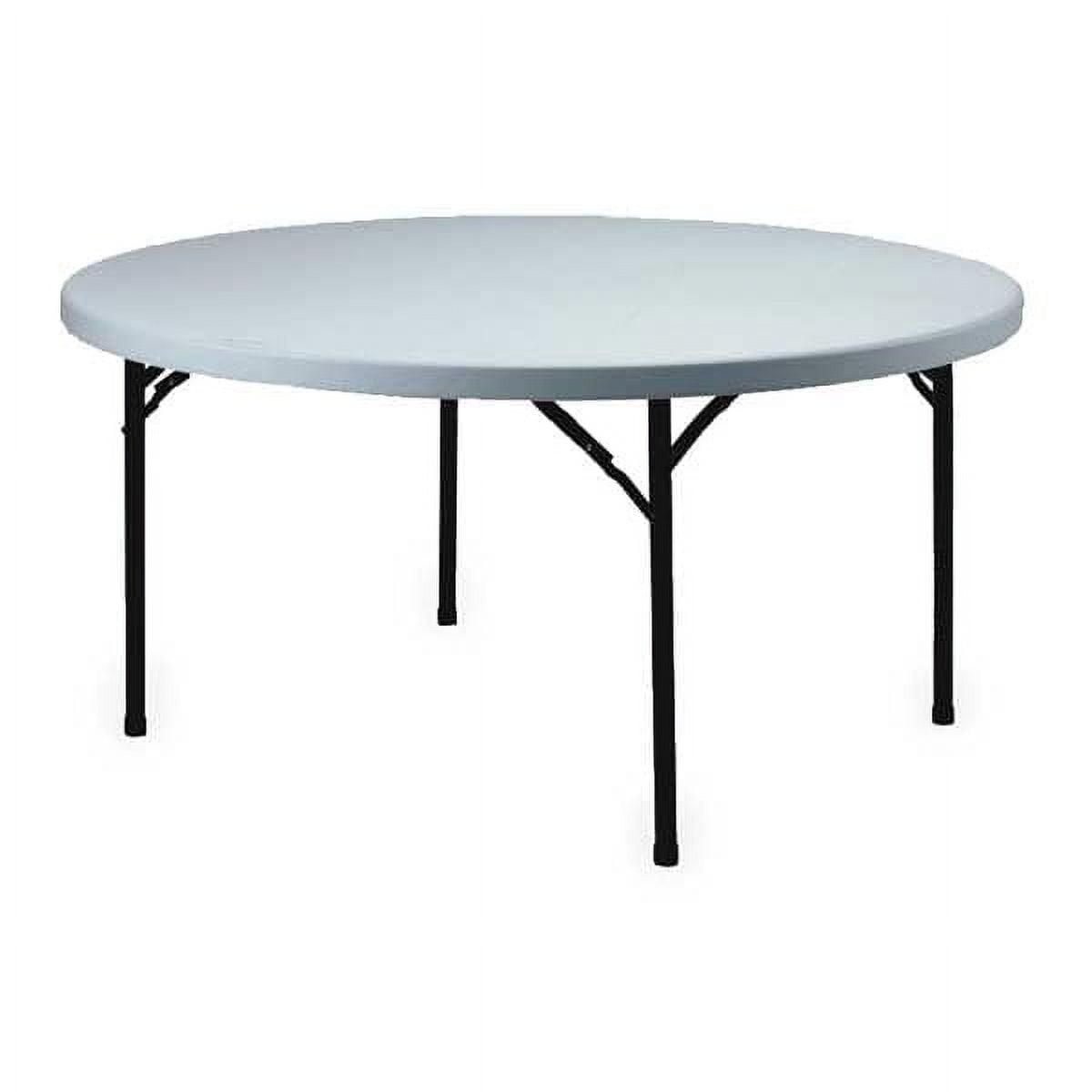 60" Round White Polypropylene Folding Table with Steel Legs