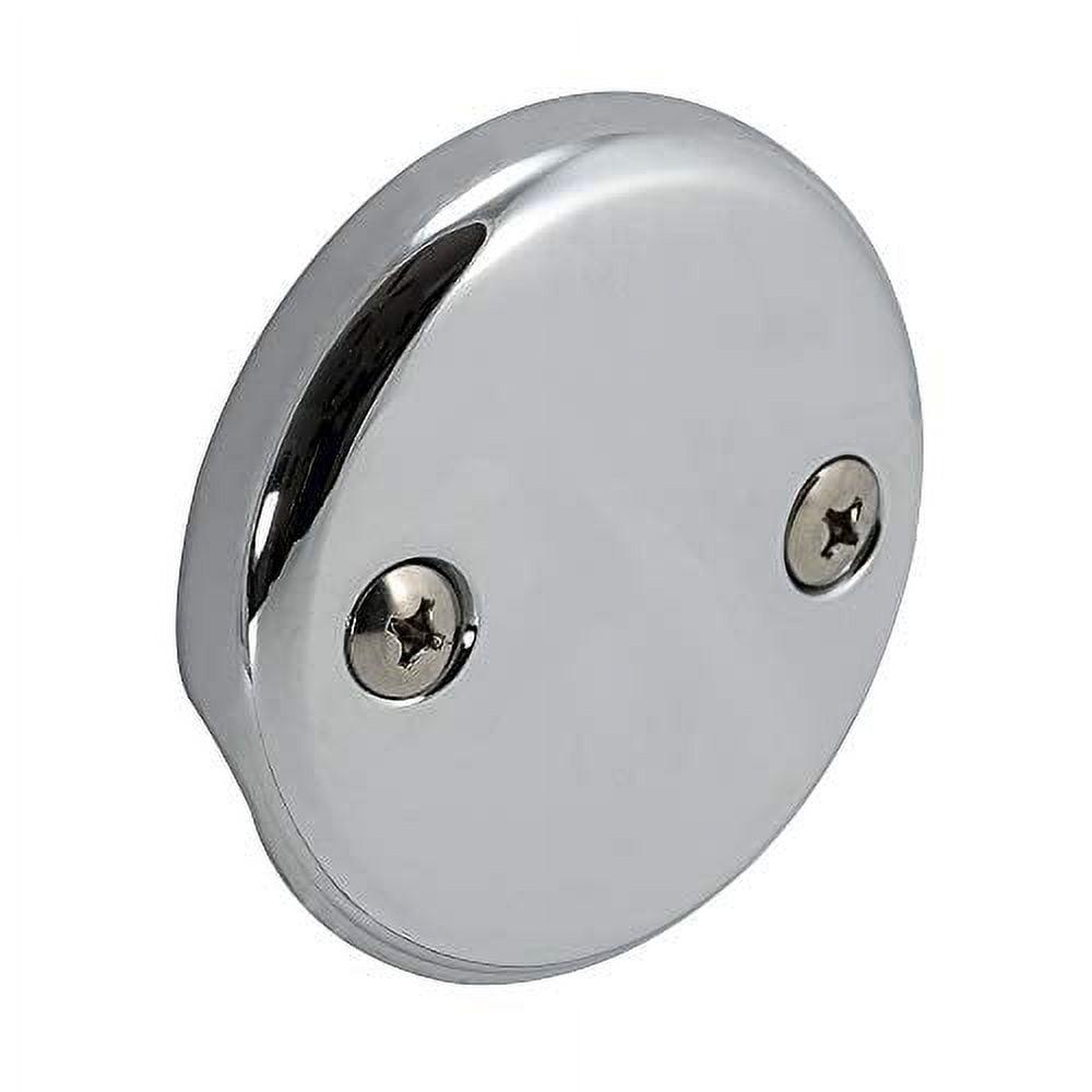 Chrome Round Two-Hole Overflow Face Plate with Brass Screws