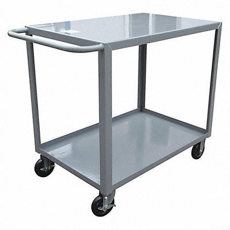 Gray Steel 2-Shelf Utility Cart with Flat Handle