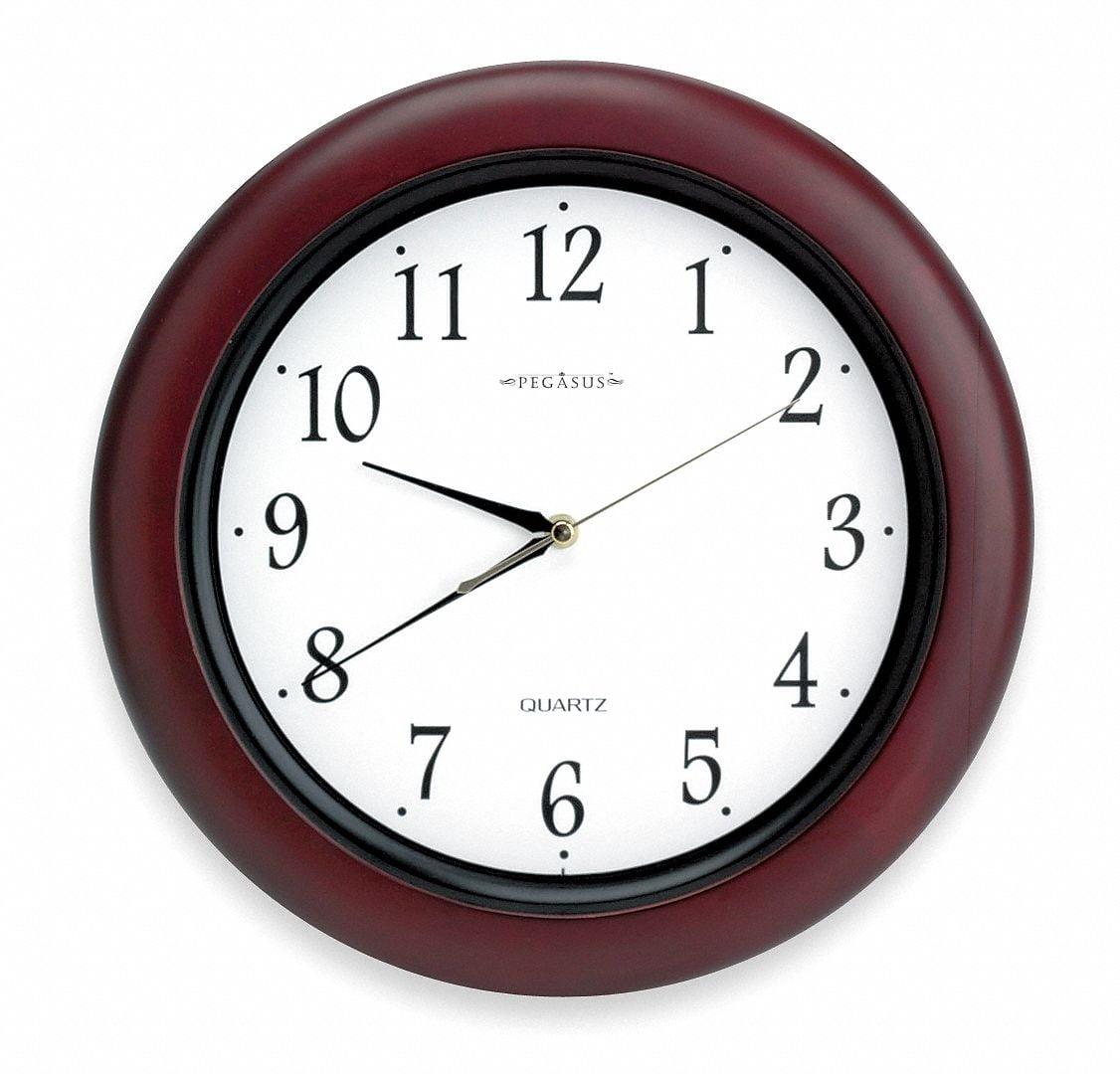 Burgundy Wood 14" Round Analog Wall Clock