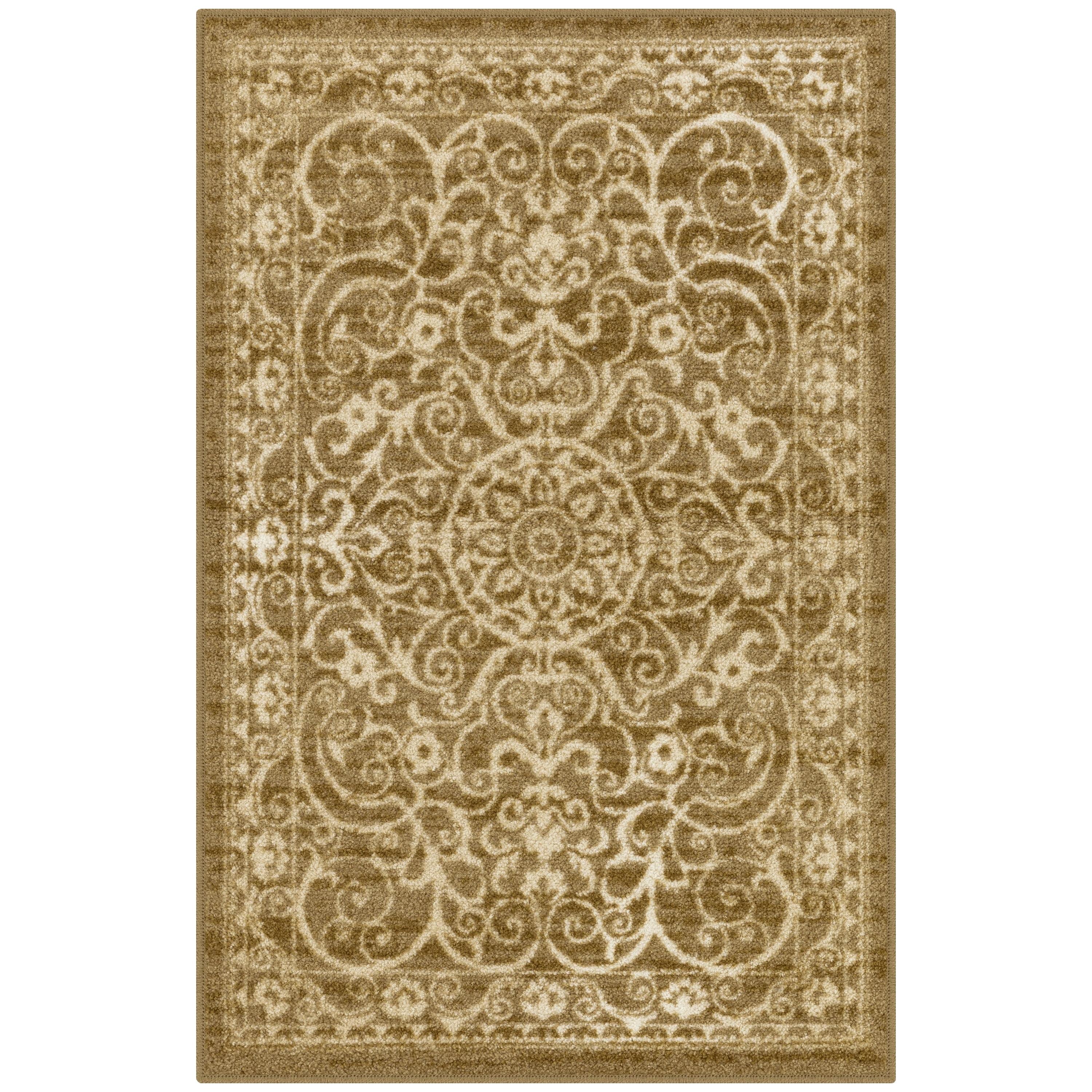 Khaki Tufted Synthetic 3'4" x 5' Rectangular Area Rug