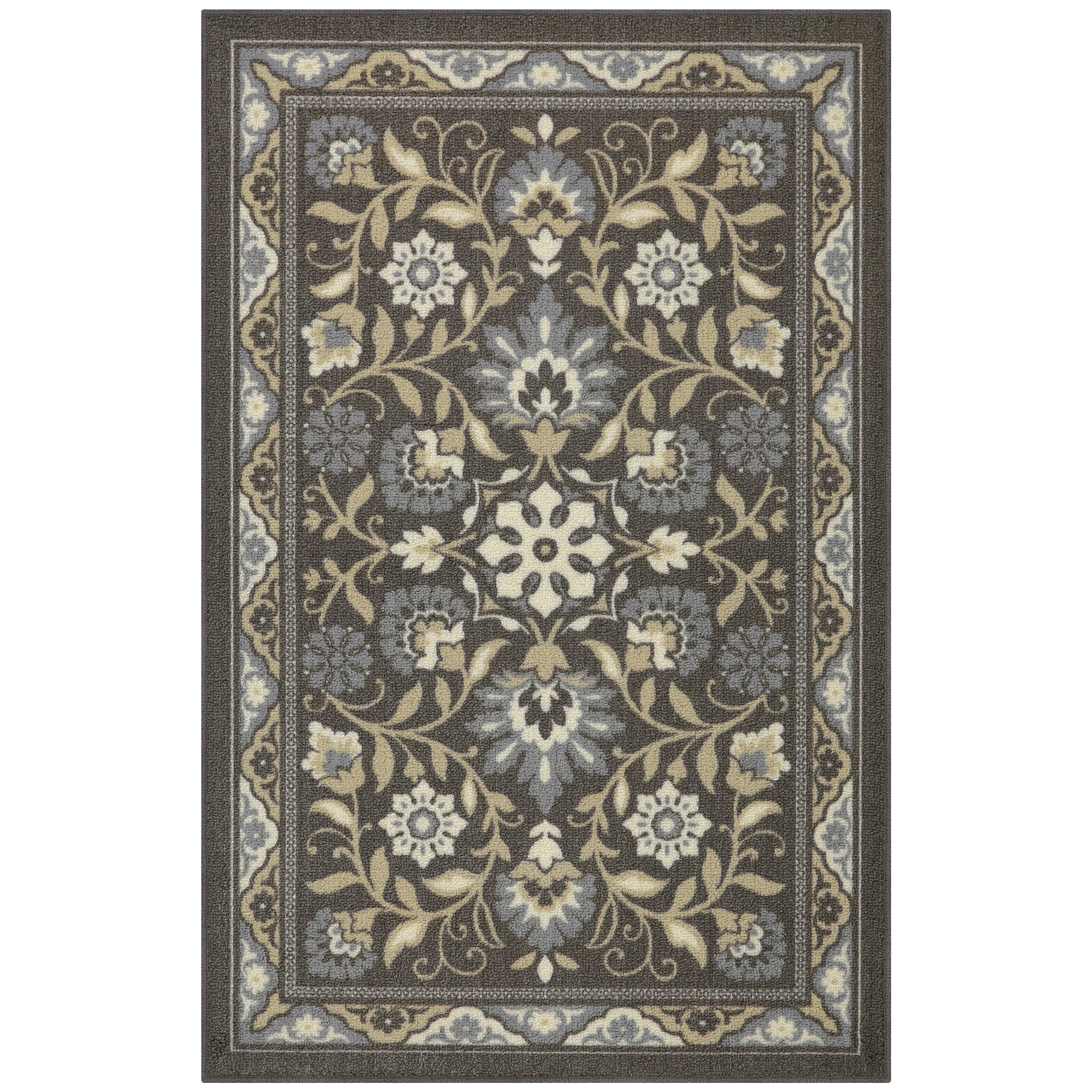Maples Rugs Florence Traditional Swirl Gray Washable Entryway Area Rug, 2'6 x 3'10