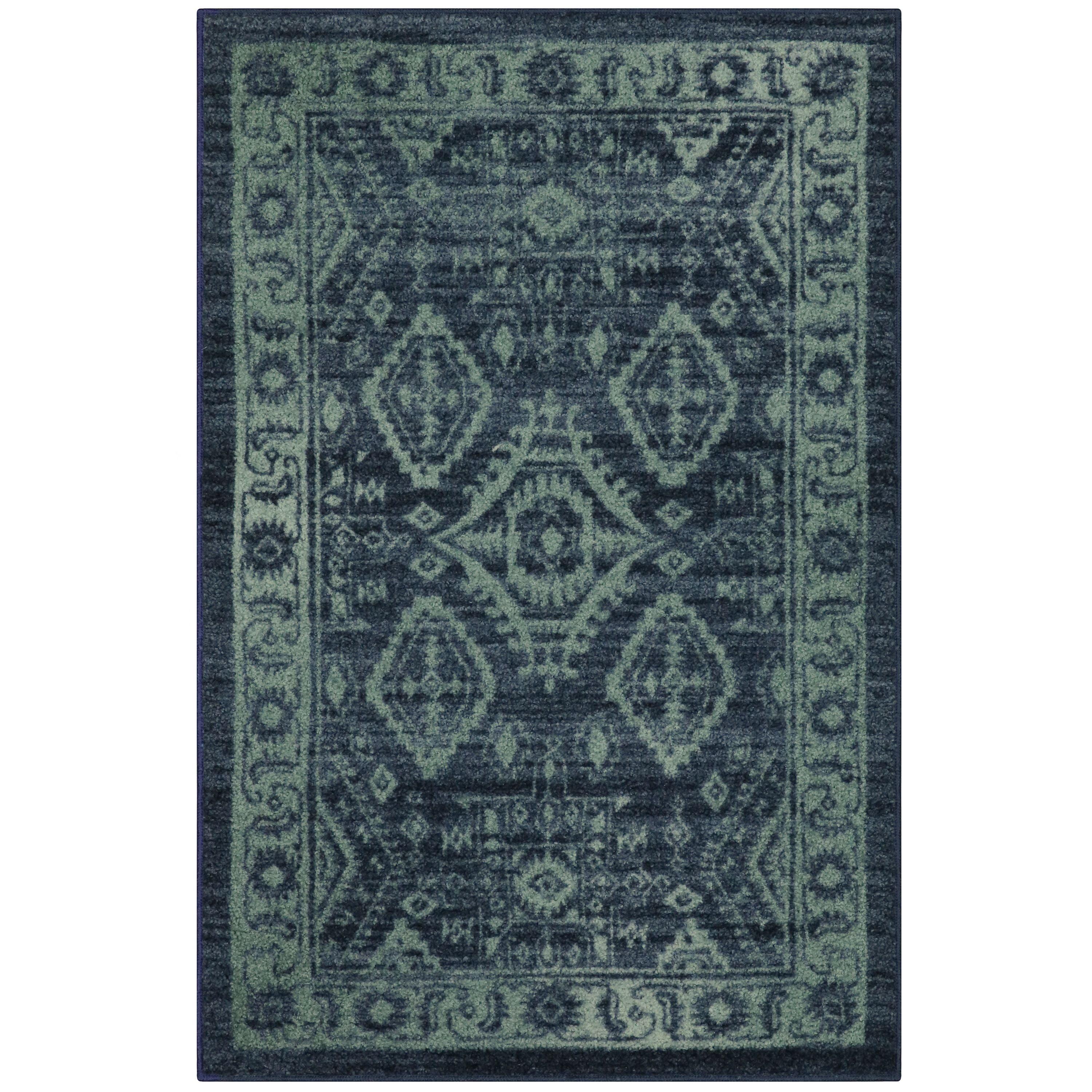 Blue Spot Washable Rectangular Synthetic Rug 5' x 7'