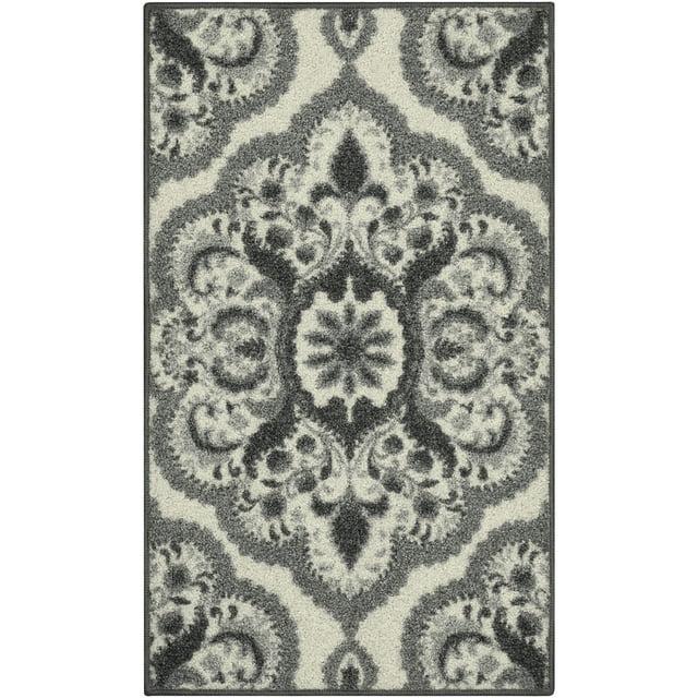 Maples Rugs Vivian Transitional Medallion Grey Washable Entryway Area Rug, 1'8 x 2'10