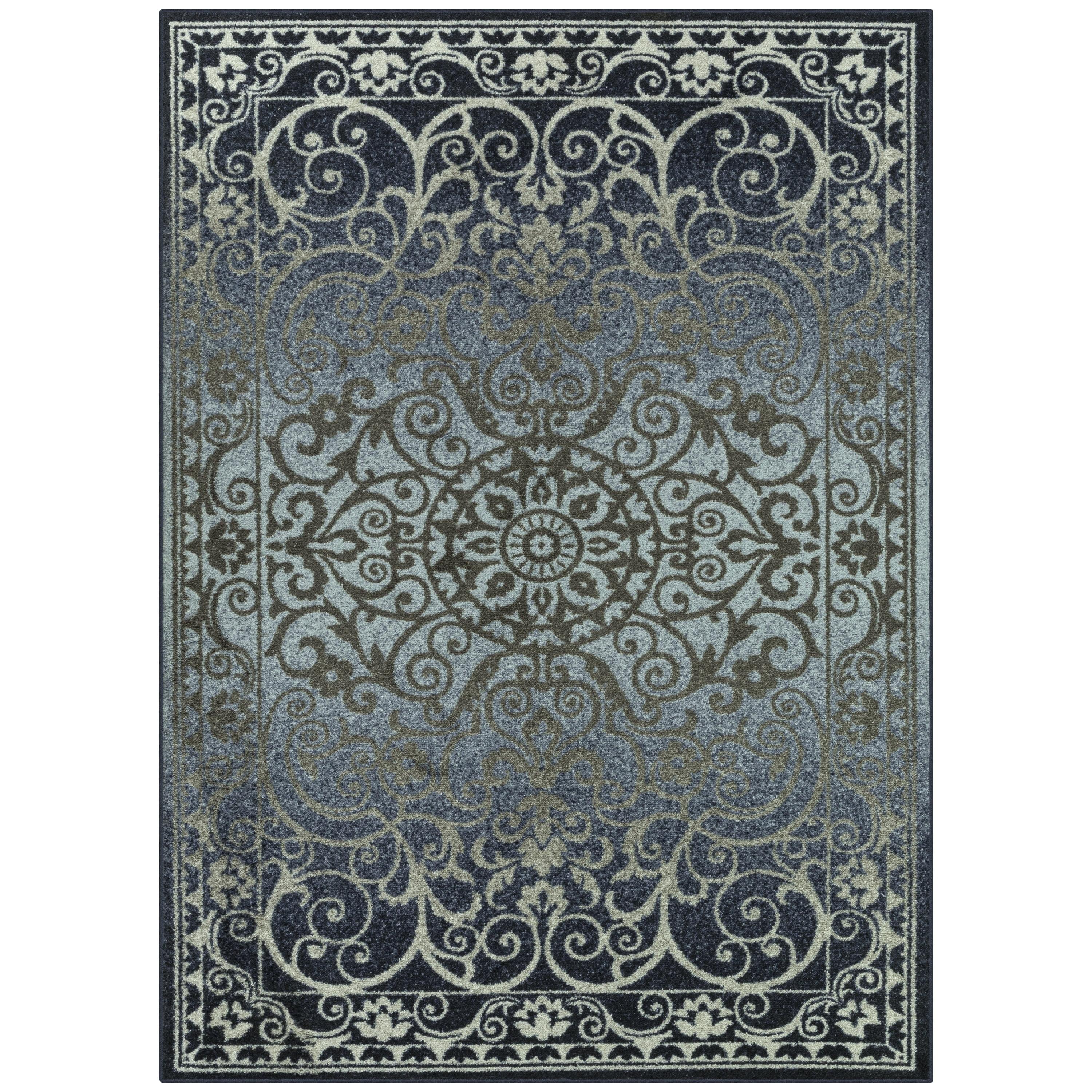 Maples Rugs Pelham Medallion Bedroom Area Rug for Indoor, 3'4" x 5', Navy/Gray