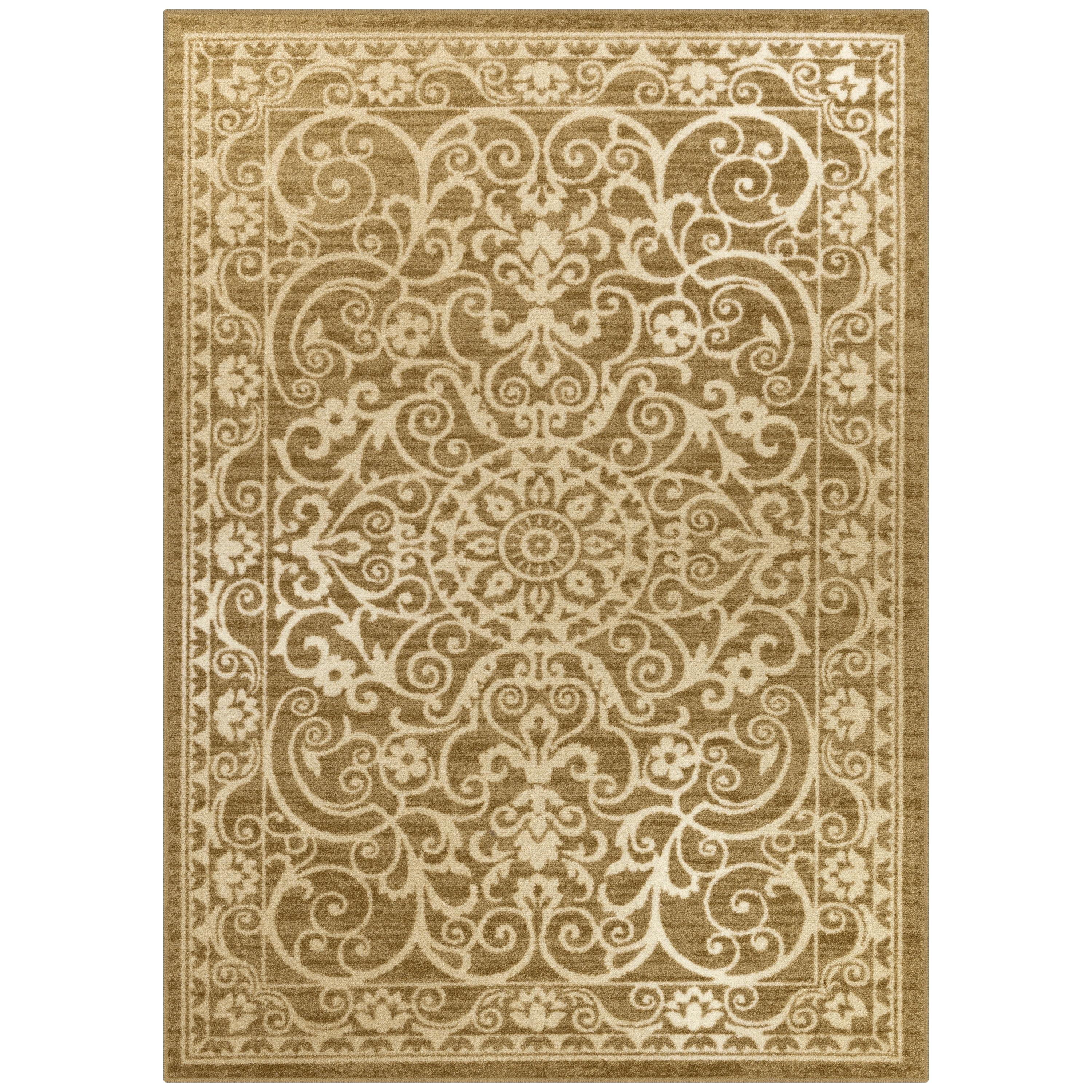 Khaki 5' x 7' Tufted Polyester Area Rug