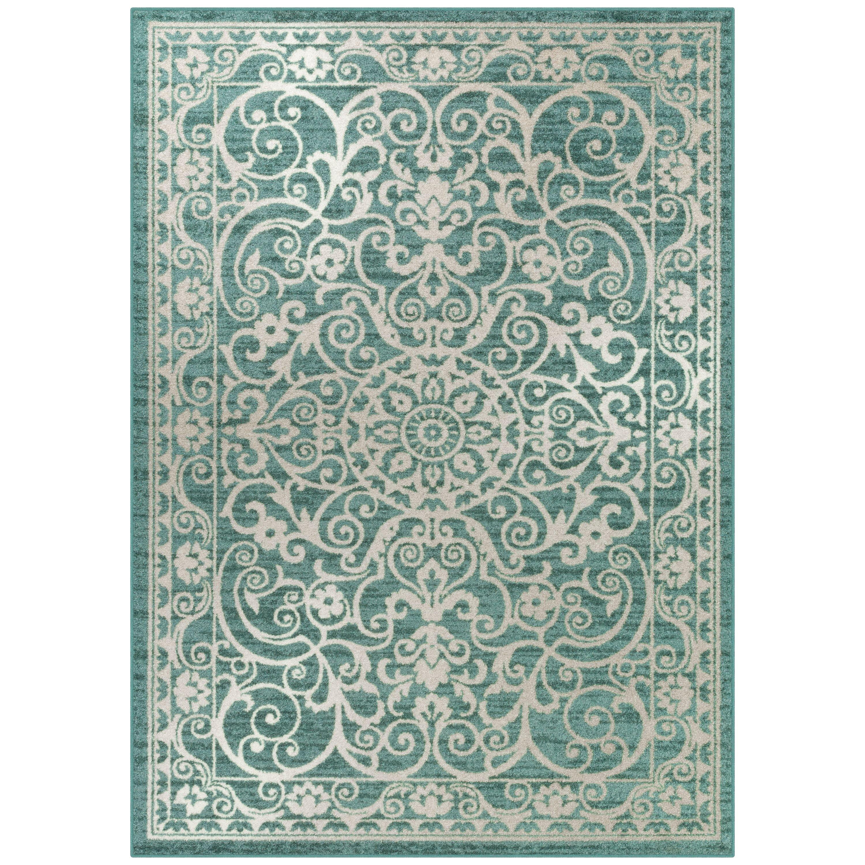 Light Spa Green Tufted Synthetic Rectangular Area Rug