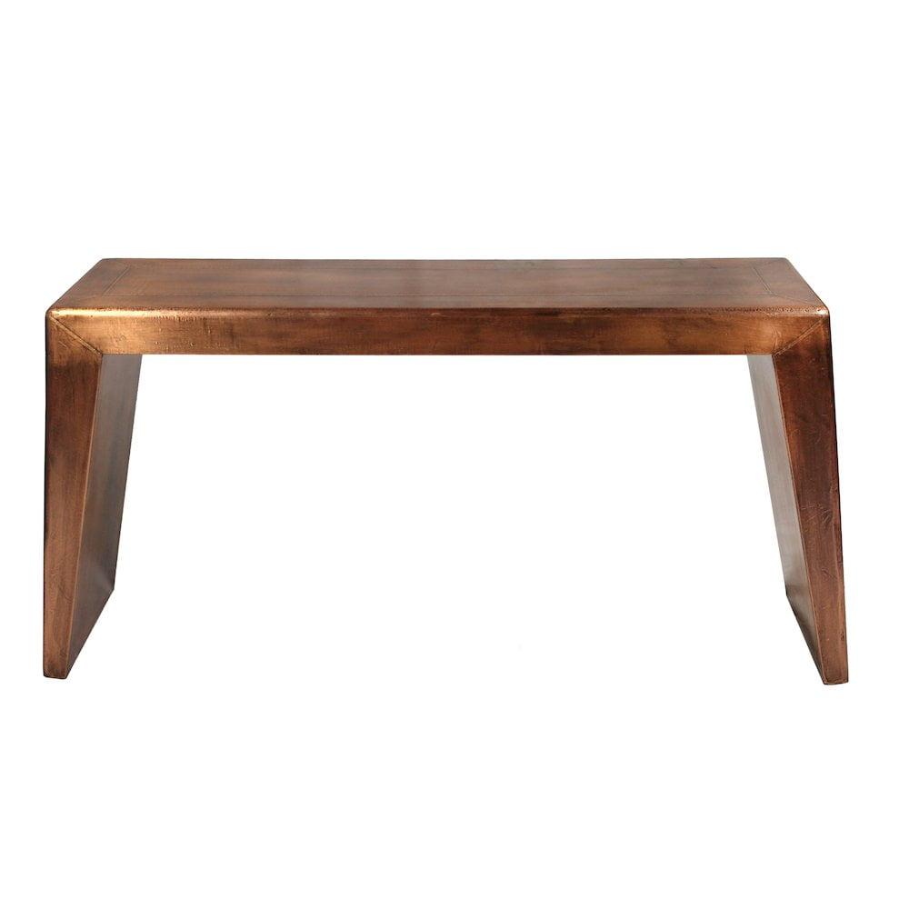 Mar Vista Way Solid Wood Metal Cladded Console Table in Copper