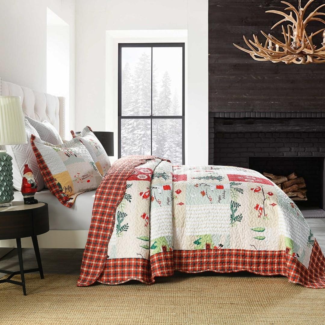 MarCielo Christmas Quilt Set Bedspread Set B022(Queen)