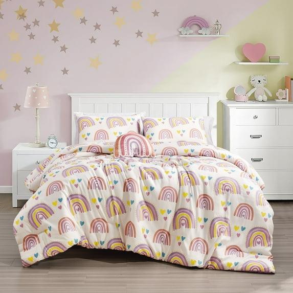 MarCielo Kids Girls Comforter Set Rainbow Heart