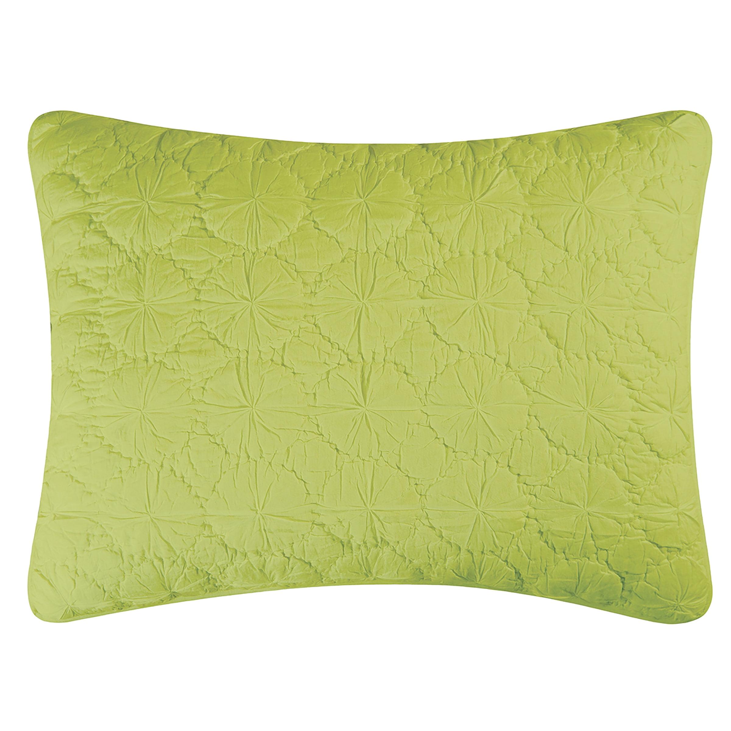 Mara Green Cotton Standard Sham with Quilted Design