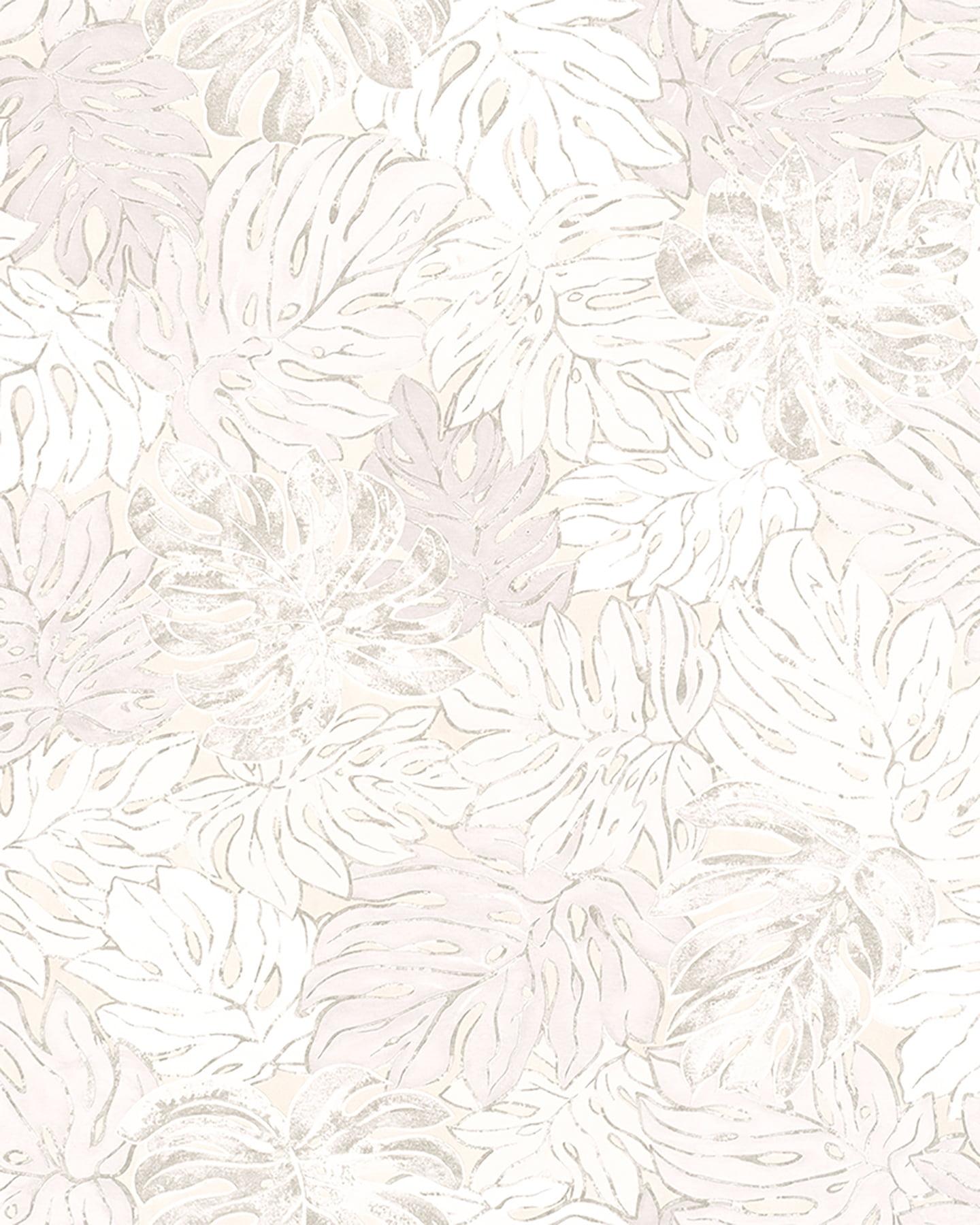 Cedar White and Beige Botanical Wallpaper