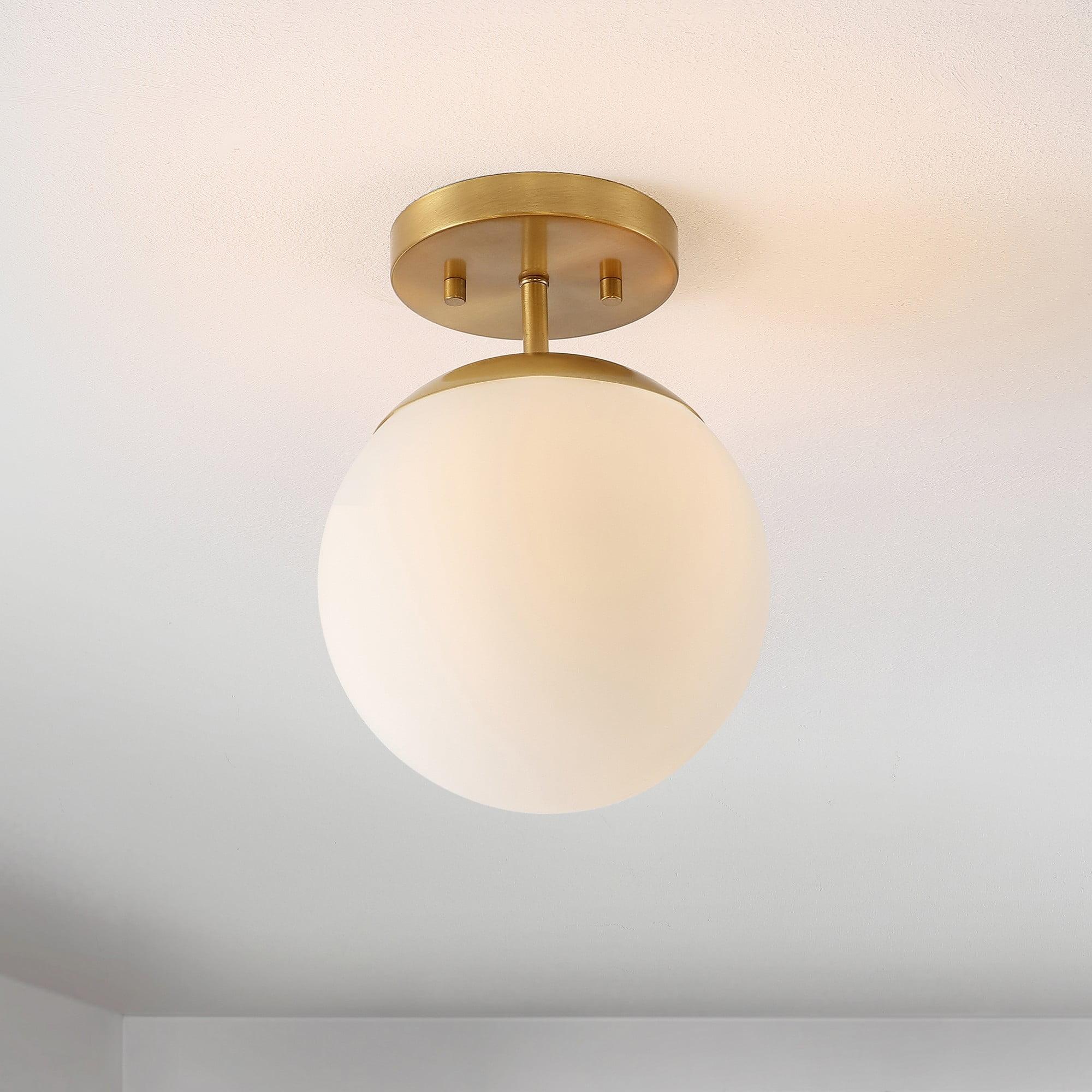 Marcel Brass Gold Frosted Glass Globe LED Flush Mount