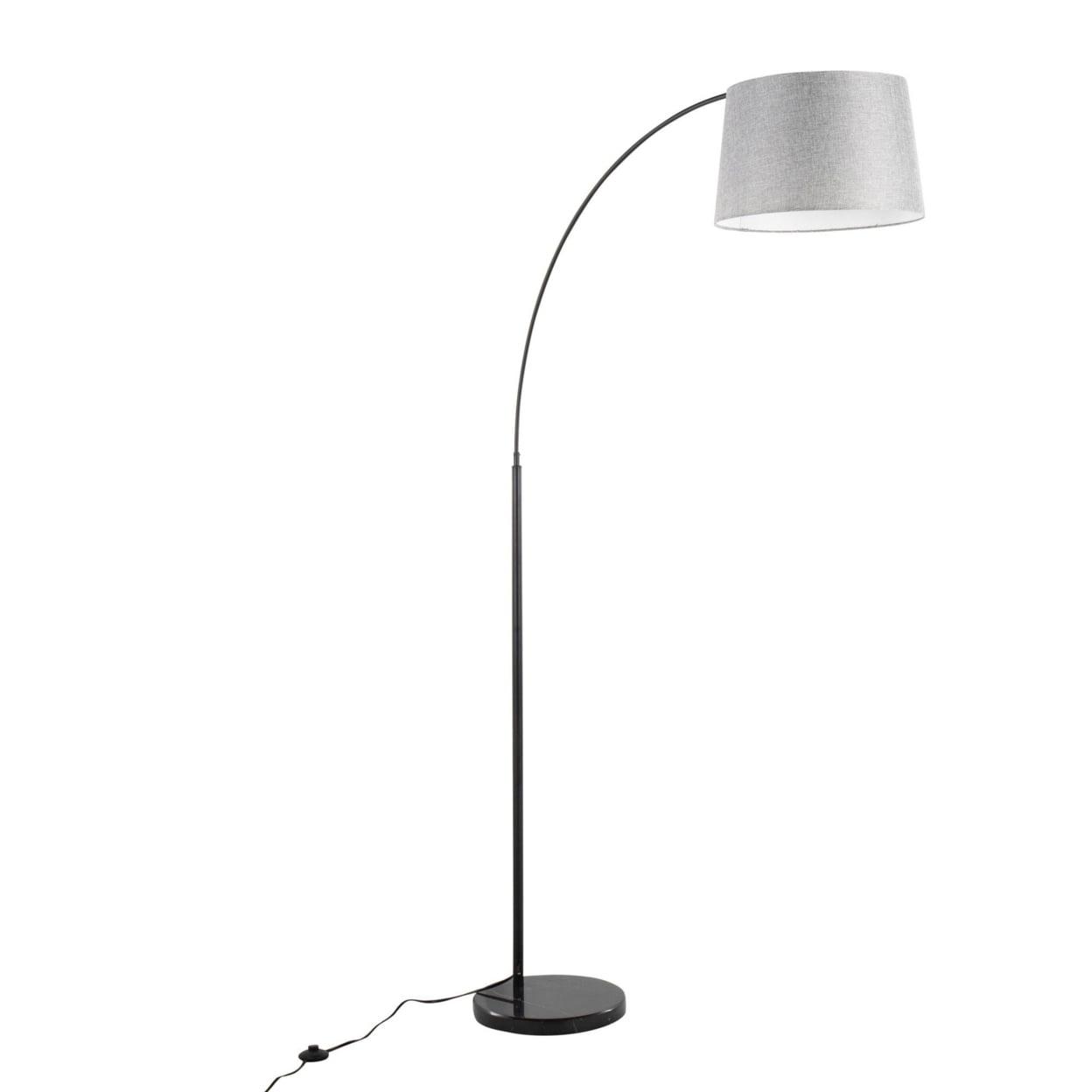 LumiSource March Contemporary Floor Lamp: Marble Base, Linen Drum Shade, UL Listed, 60W