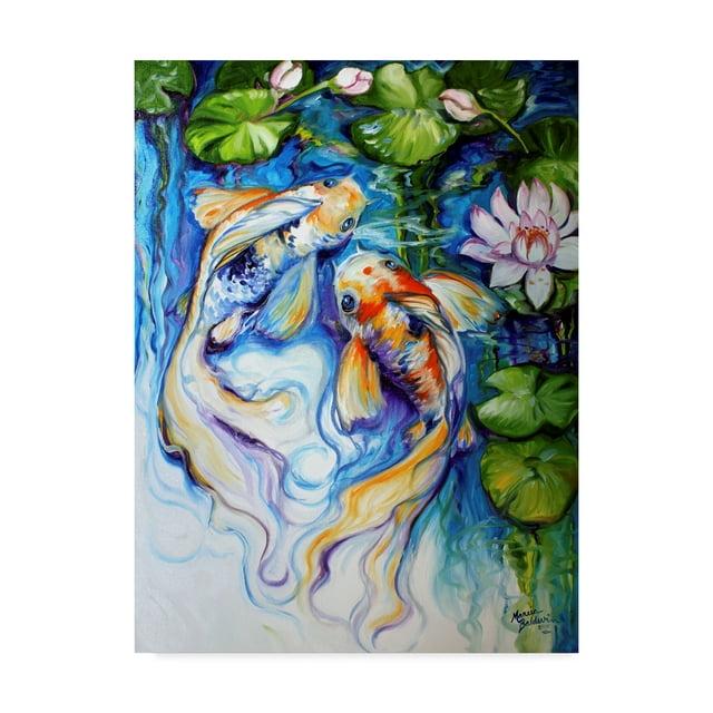 Trademark Fine Art Marcia Baldwin " Koi Koi And Lily " by Marcia Baldwin