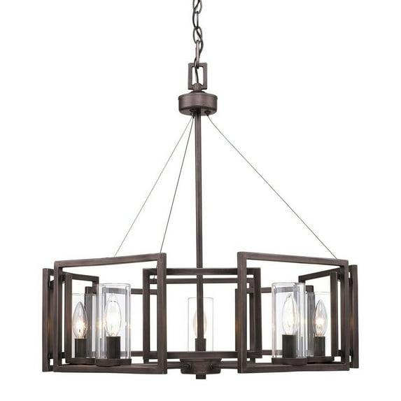 Golden Lighting Marco 5-Light Chandelier in Gunmetal Bronze with Clear Glass