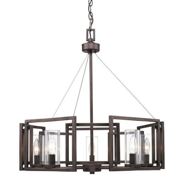 Golden Lighting Marco 5-Light Chandelier in Gunmetal Bronze with Clear Glass