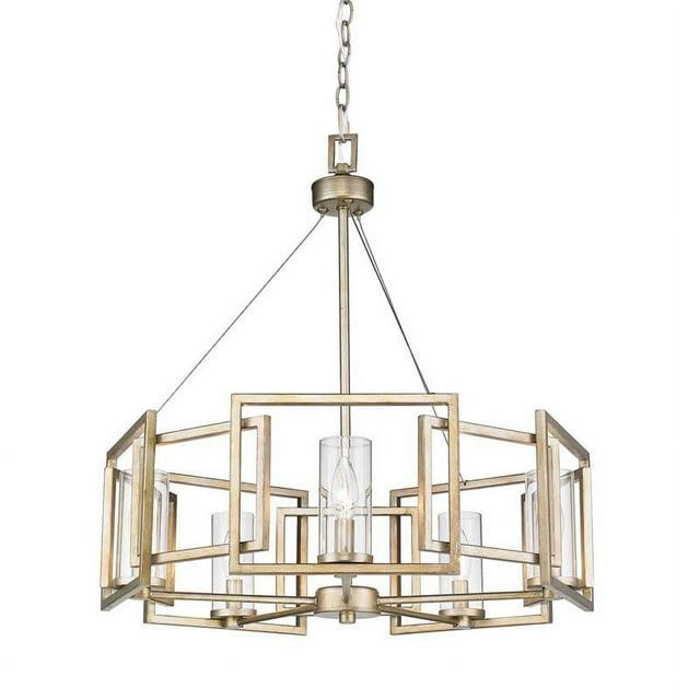 Golden Lighting Marco 5-Light Chandelier in White Gold with Clear Glass