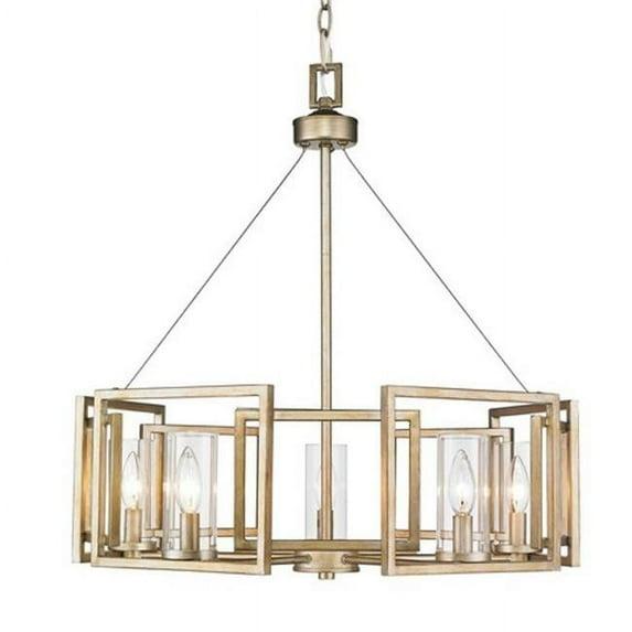 Golden Lighting Marco 5-Light Chandelier in White Gold with Clear Glass