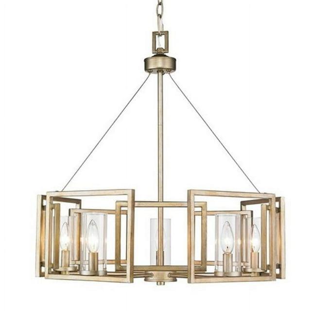 Golden Lighting Marco 5-Light Chandelier in White Gold with Clear Glass