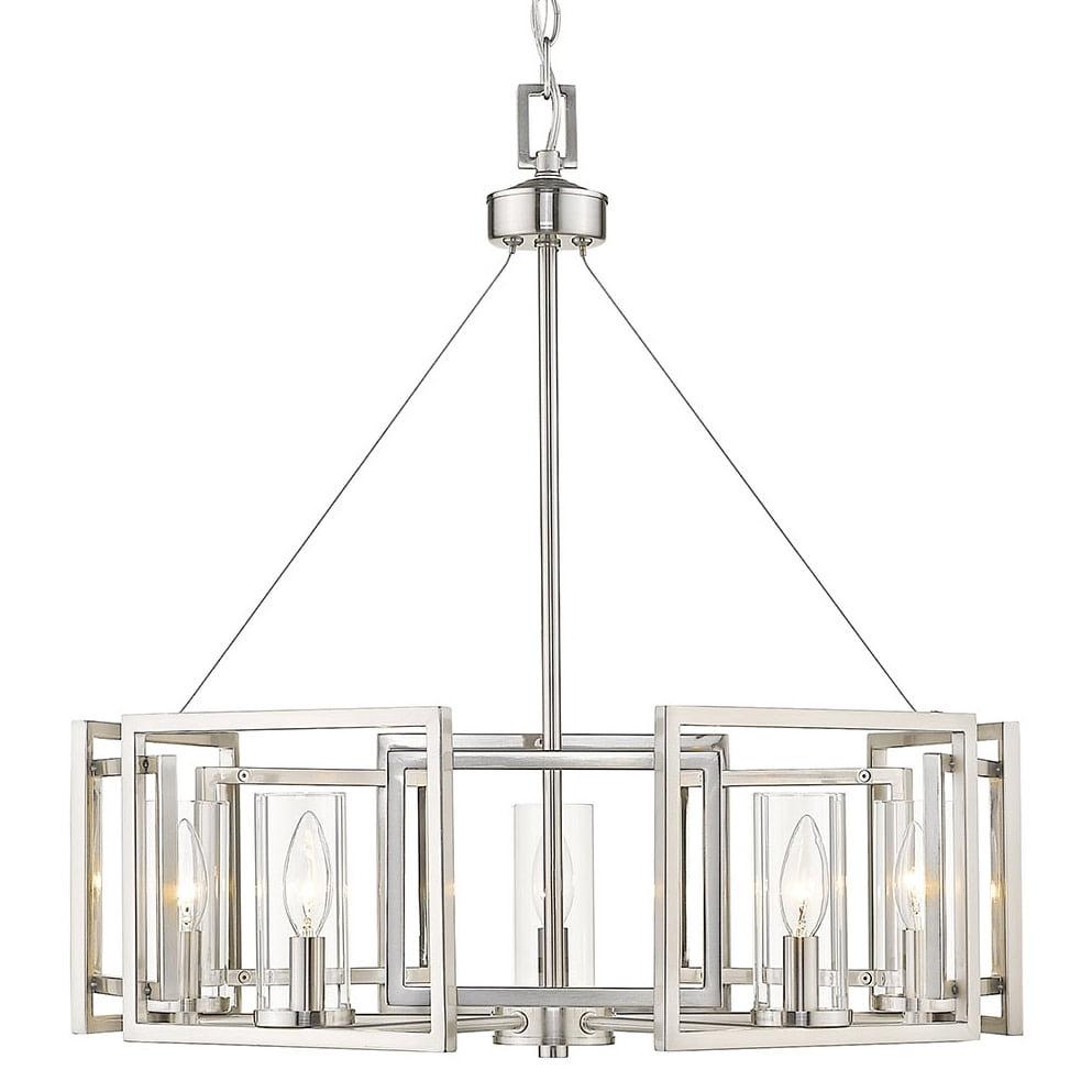 Golden Lighting Marco 5-Light Chandelier in Pewter with Clear Glass