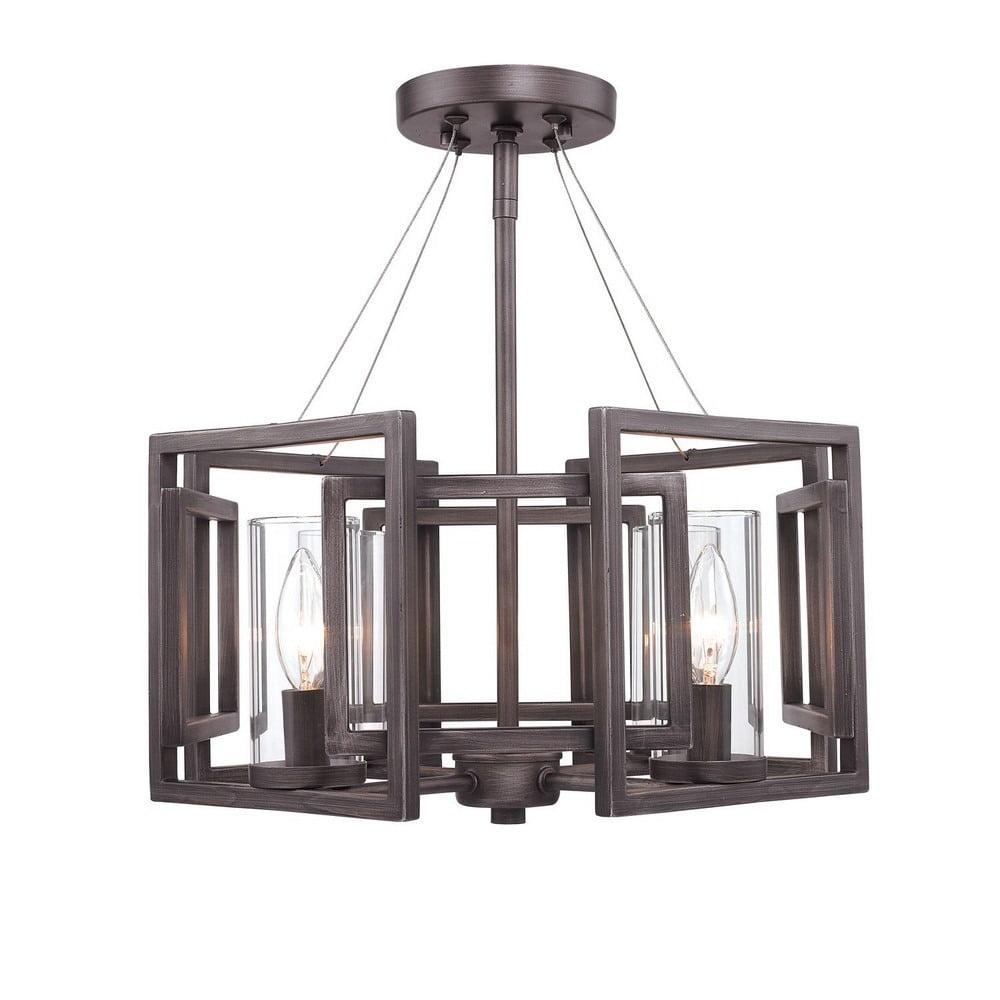 Golden Lighting Marco 4-Light Semi-flush in Gunmetal Bronze with Clear Glass