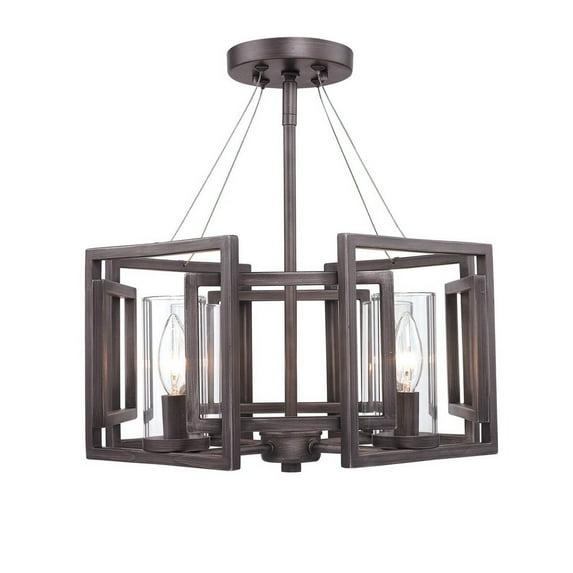 Golden Lighting Marco 4-Light Semi-flush in Gunmetal Bronze with Clear Glass
