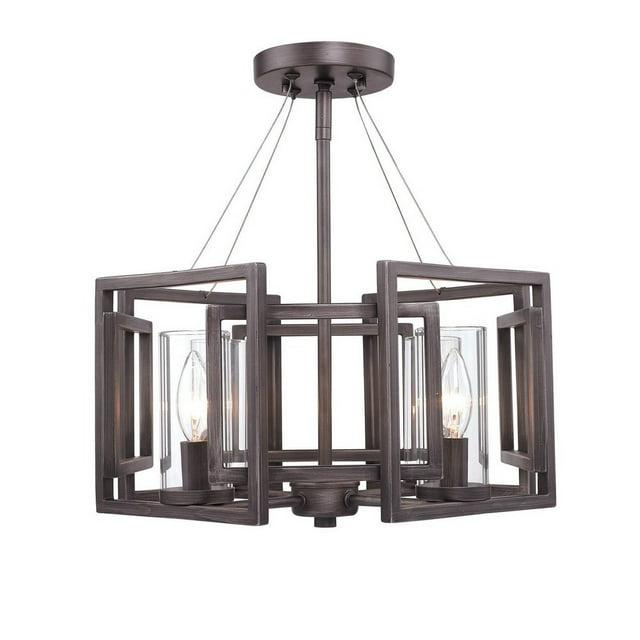 Golden Lighting Marco 4-Light Semi-flush in Gunmetal Bronze with Clear Glass