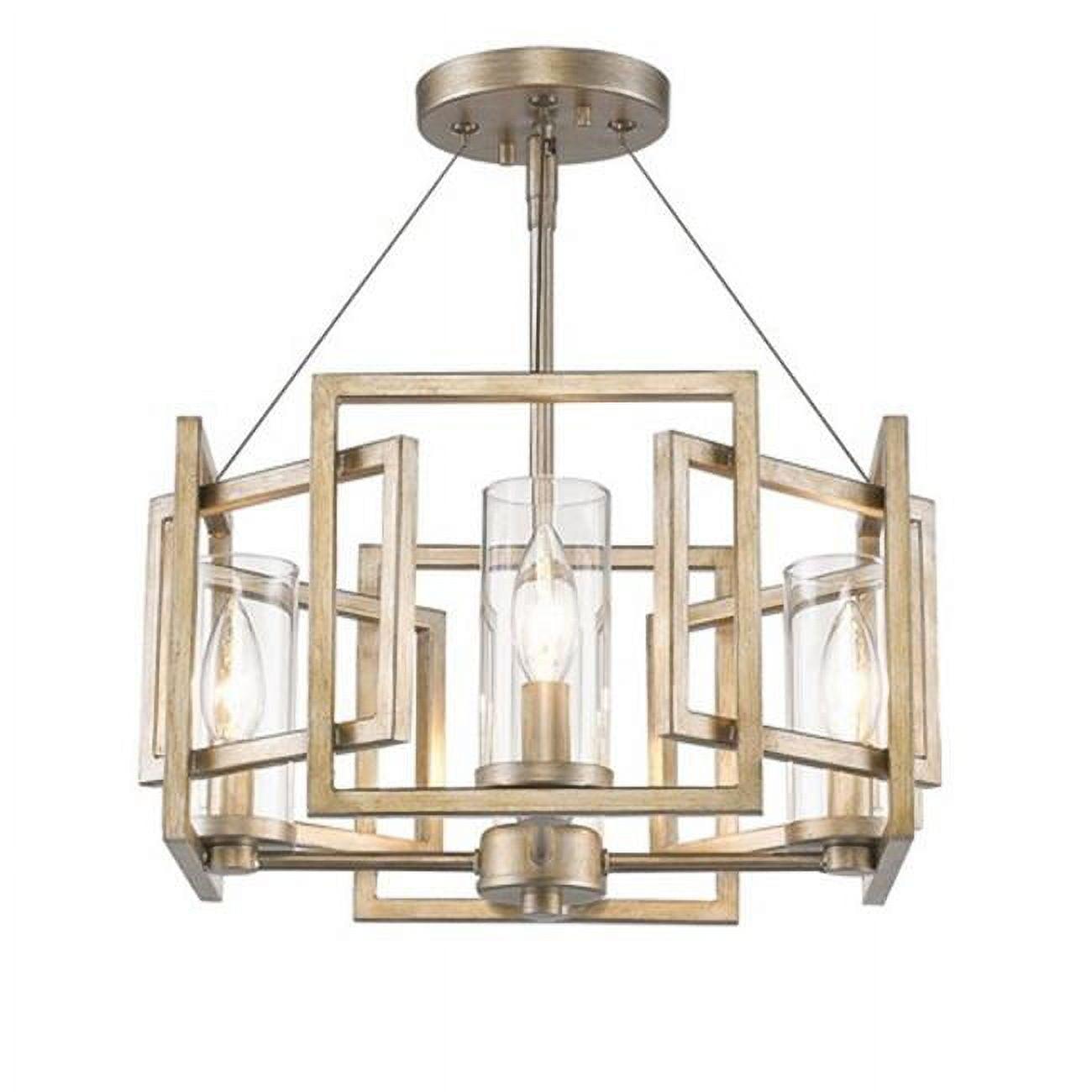 Golden Lighting Marco 4-Light Semi-flush in White Gold with Clear Glass