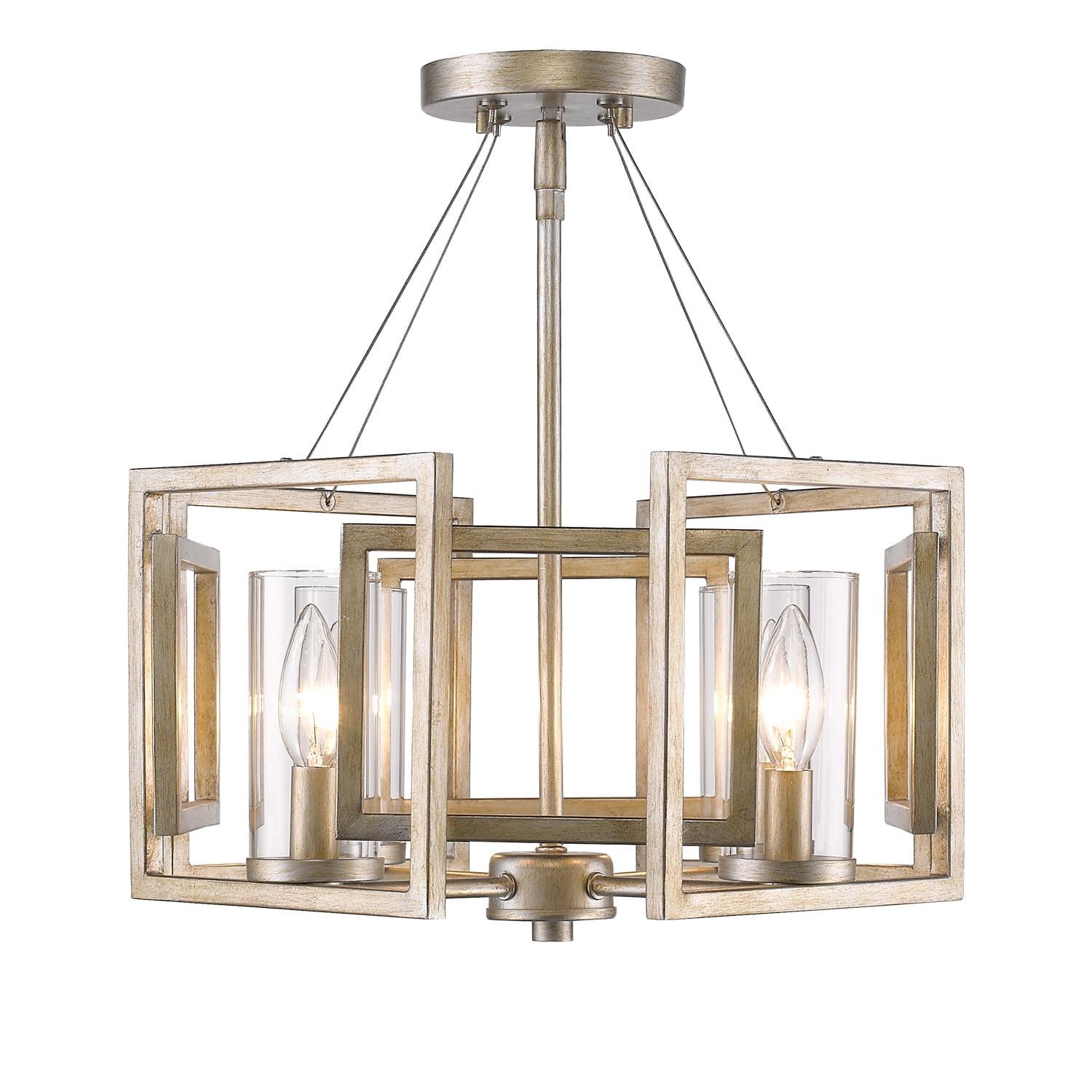 Golden Lighting Marco 4-Light Semi-flush in White Gold with Clear Glass