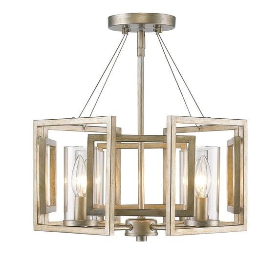 Golden Lighting Marco 4-Light Semi-flush in White Gold with Clear Glass