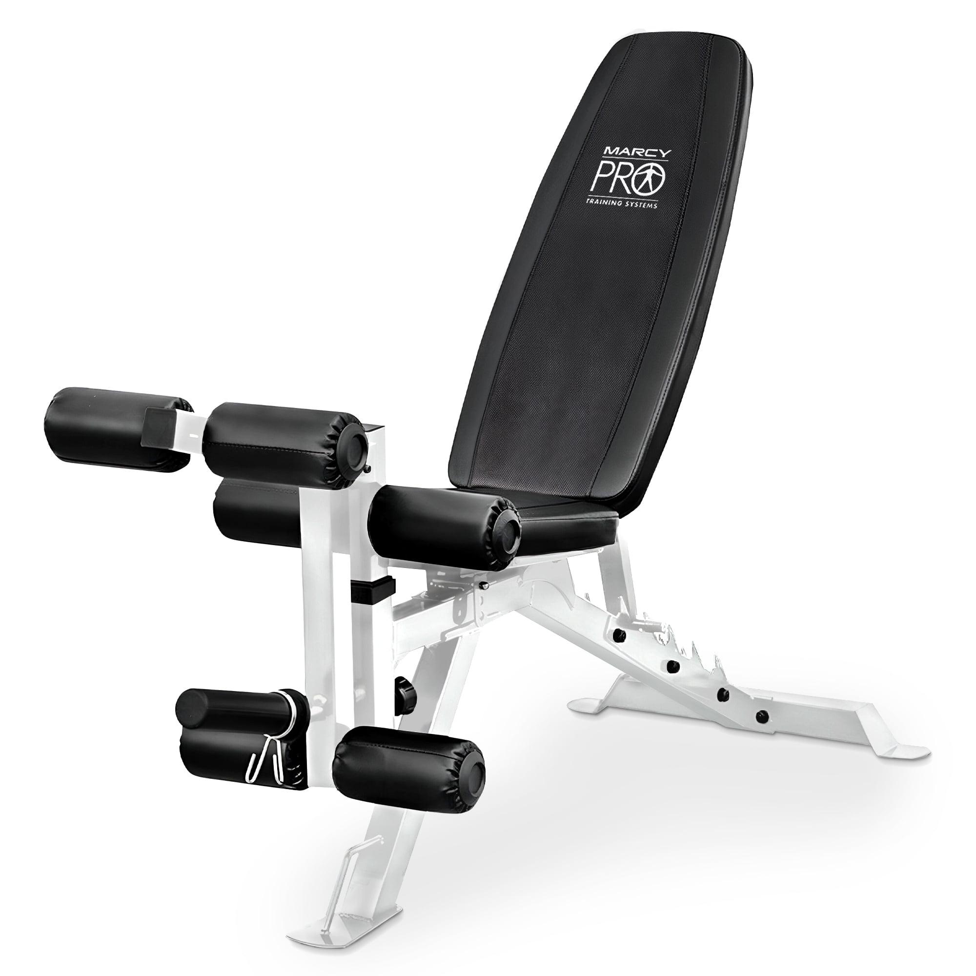 Marcy Adjustable Weight Bench, Foldable Incline Decline Flat Bench Press for Home Gym, Full Body Workout Equipment with Leg Developer and Wheels