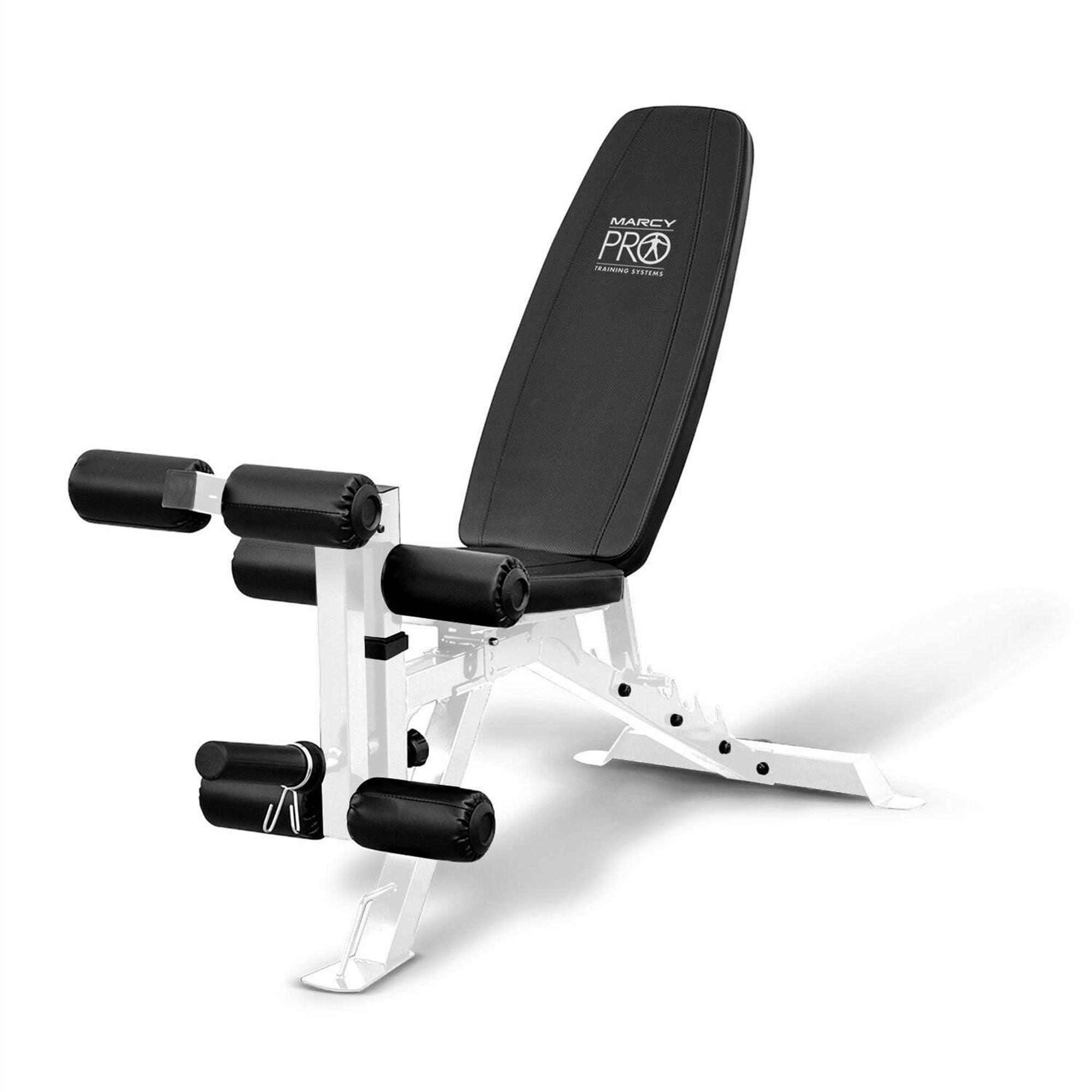 Marcy Adjustable Weight Bench, Foldable Incline Decline Flat Bench Press for Home Gym, Full Body Workout Equipment with Leg Developer and Wheels