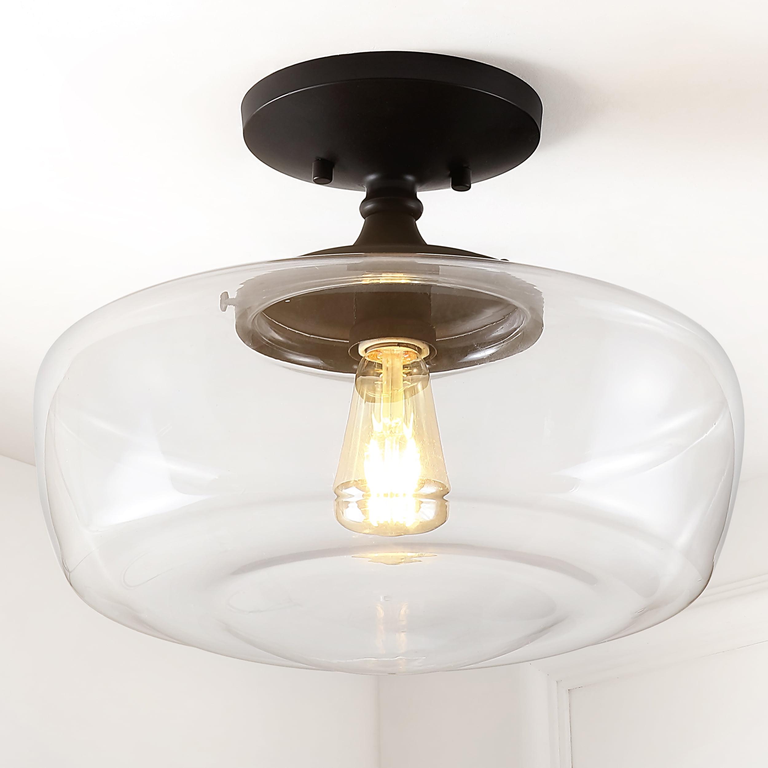 Marfa 17" Glass & Bronze Farmhouse LED Ceiling Light