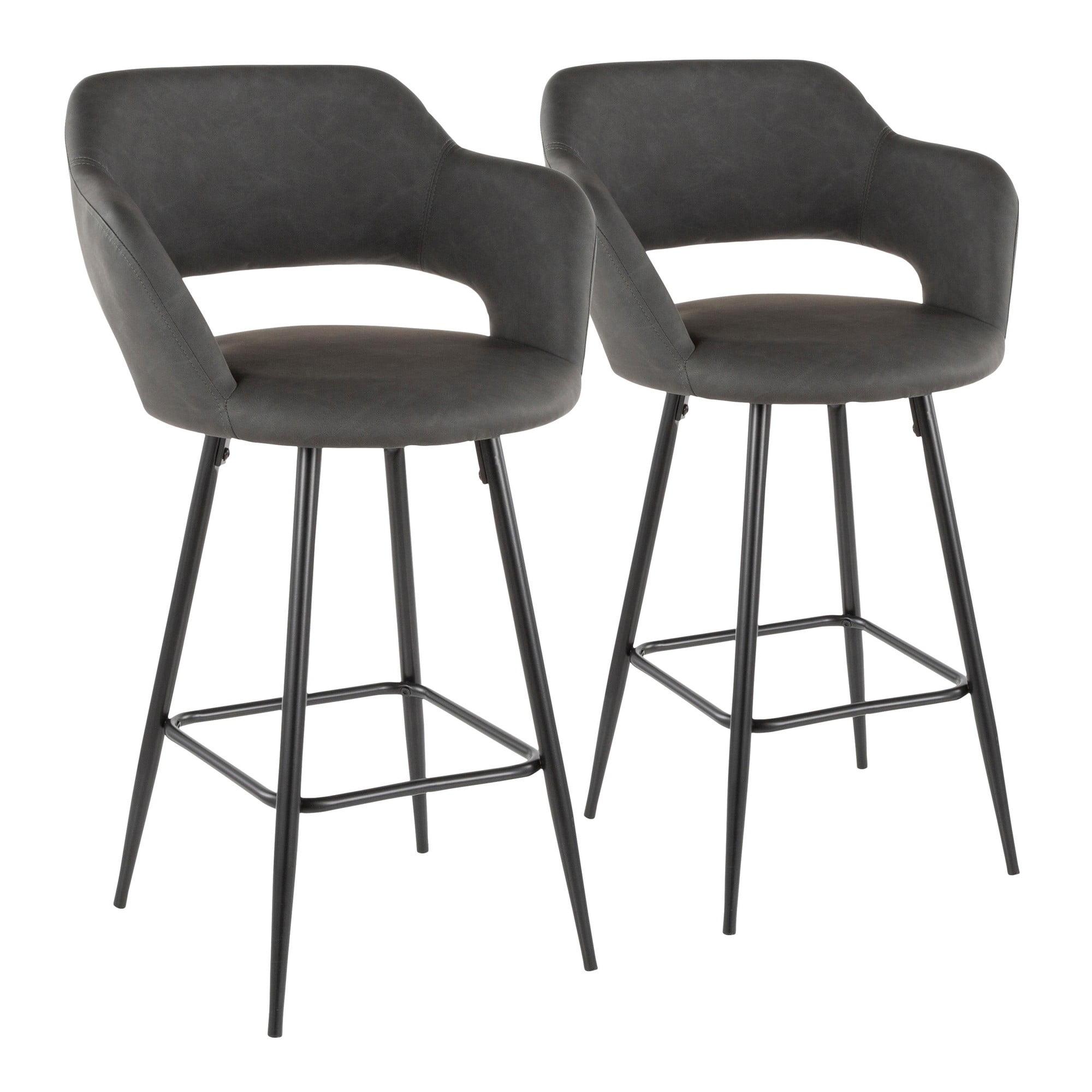 Set of 2 Margarite Contemporary Counter Height Barstool Faux Leather - LumiSource