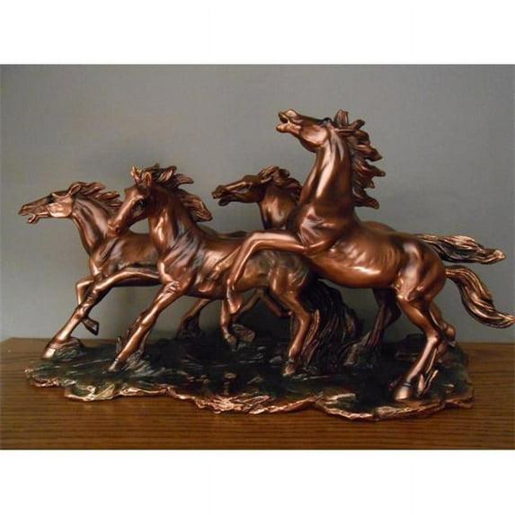 Marian Imports F53150 Four Wild Horses Bronze Plated Resin Sculpture/Statue for Decor