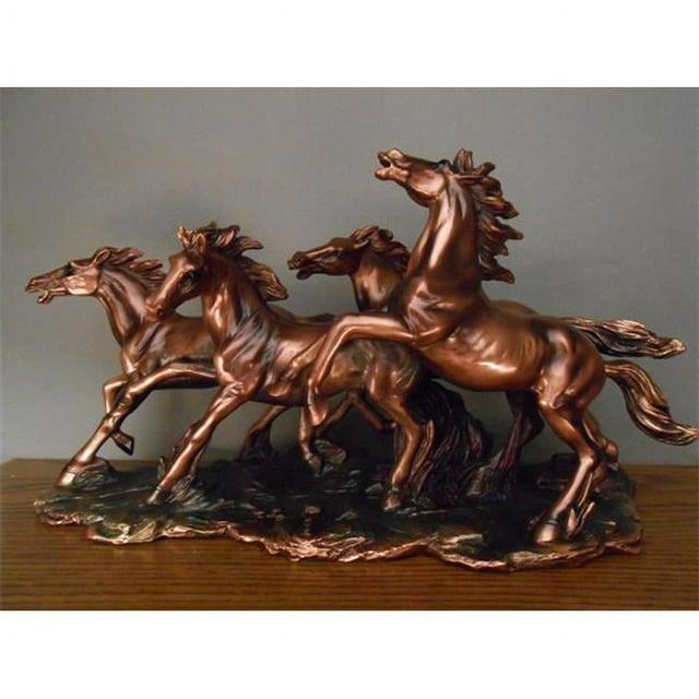 Marian Imports F53150 Four Wild Horses Bronze Plated Resin Sculpture/Statue for Decor